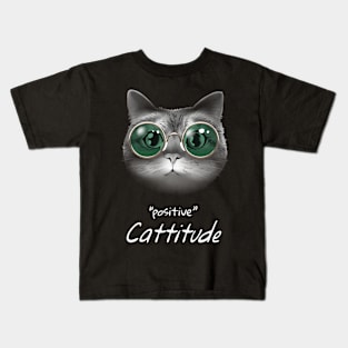 Cat positive cattitude Kids T-Shirt